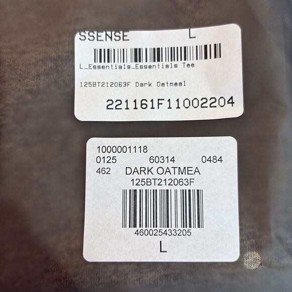 Fear of God ESSENTIALS Dark Oatmeal T-Shirt – Men’s Oversized Fit L FOG Bag - Picture 4 of 4